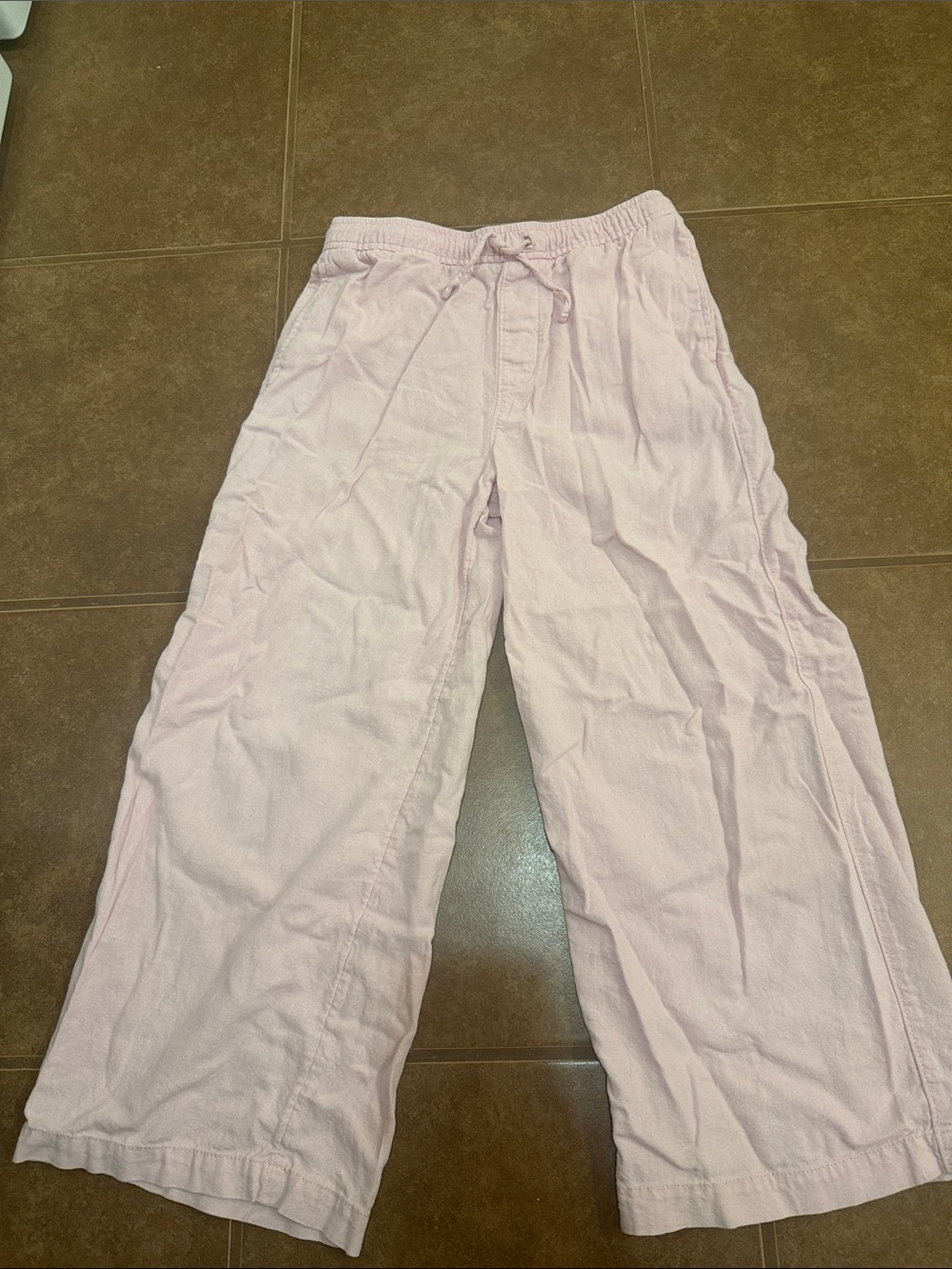 Old Navy Light Pink Girls' Wide-Leg Cotton Pants